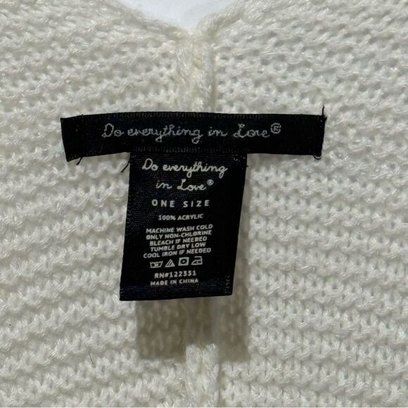 Do Everything in Love Cream Knit Poncho with stipes one size - Picture 3 of 5